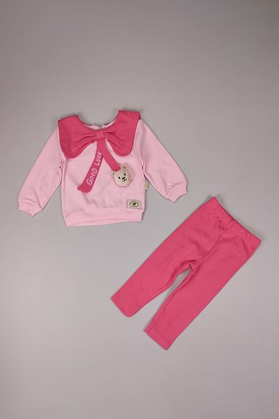Peki Baby Girl Seasonal Combed Cotton Set - Add 5 Pay 4, Organic Cotton Teddy Bear, Figure Ribbon Collar Gift 14768