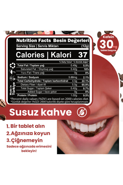 prifa Coffee Tablets Şekersiz Gerçek Kahve Şeker Ilavesiz Emilebilir Kahve Tablet