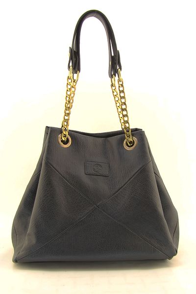 HNB Black Chain Strap Gusseted Women's Shoulder Bag