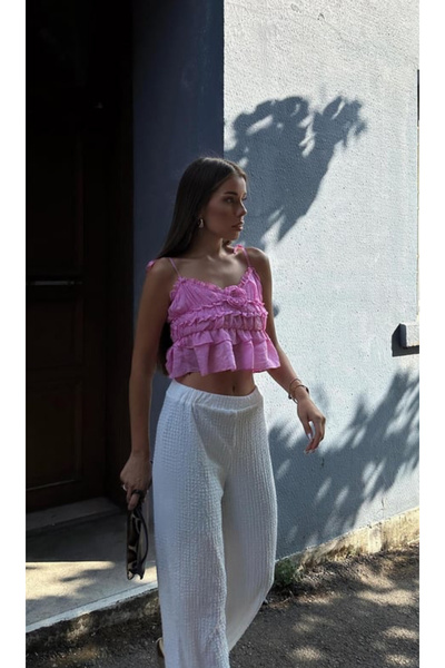 Genel Markalar Kadın Askılı Gül Detaylı Bluz