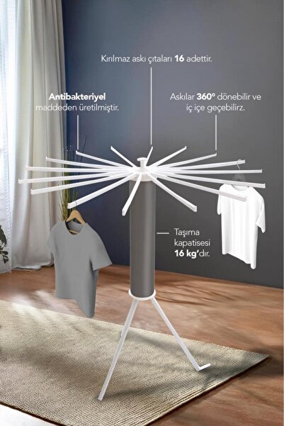 House Plus Hely Açılıp Kapanabilir 360° Dönebilen Kurutmalık Askısı Antrasit ...
