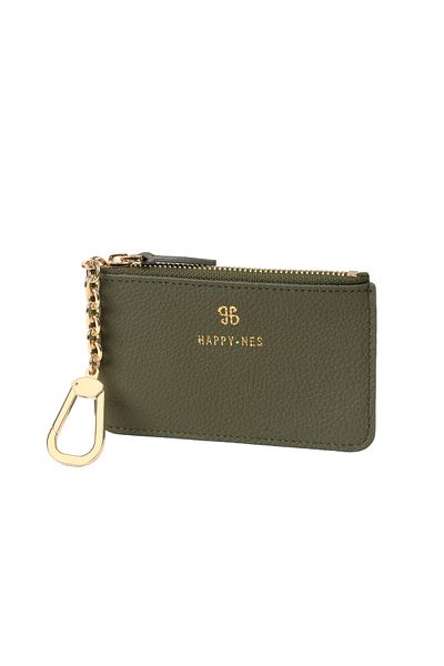 Happy-Nes Genuine Leather Khaki Mini Wallet - Handmade with Strap