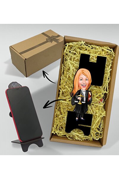 Bk Gift Hediye Kutusunda Kişiye Özel Kadın Avukat Karikatürlü Ahşap Biblo Tel...