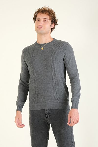Giyim Dünyası Smoked Men's Patterned Crew Neck Sweater