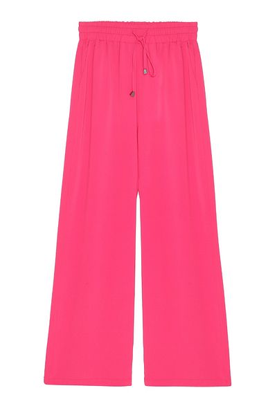 Quzu Pink Wide Leg Elastic Waist Trousers