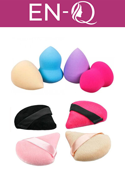 ENQ 8'li Profesyonel Makyaj Sünger Seti, Bb Krem, Fondöten, Kapatıcı, Pudra Uygulama 8li Set