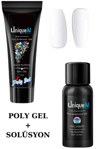 Uniquem Protez Tırnak Jeli Polijel Oje ve Polijel Solüsyon Seti Oje Çıkarıcı ...
