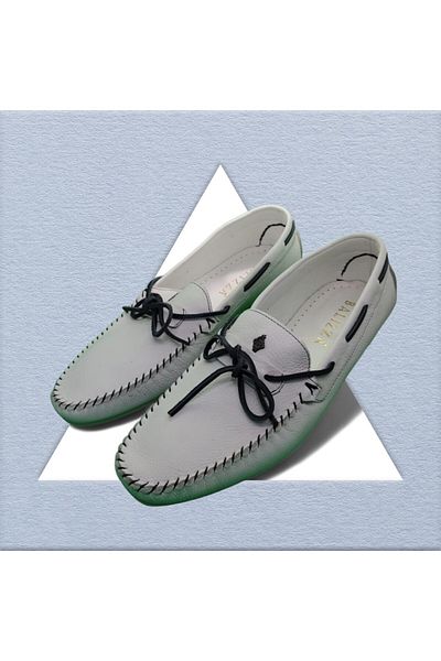 Baliz White Genuine Leather Men's Loafer Shoes