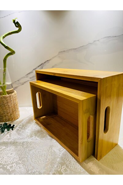 Lem Bambu organize kullanışlı çok amaçlı ikiz kutu