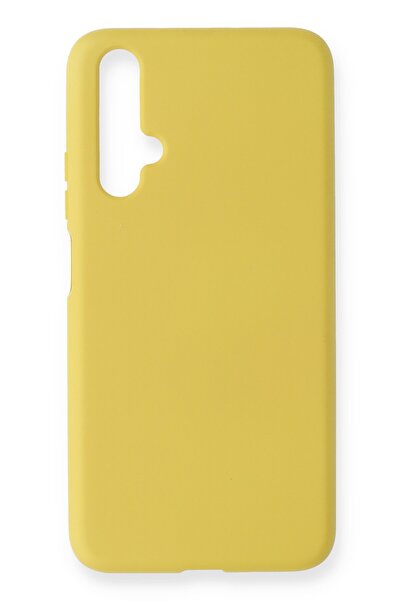 Hatreds Huawei Nova 5T Uyumlu İçi Kadife Mat Renkli Kamera Korumalı Kılıf - Sarı