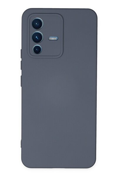 Hatreds Vivo V23 5G Uyumlu İçi Kadife Mat Renkli Kamera Korumalı Kılıf - Gri