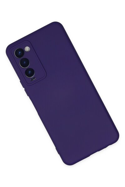 Hatreds Tecno Camon 18 Uyumlu İçi Kadife Mat Renkli Kamera Korumalı Kılıf - Mor