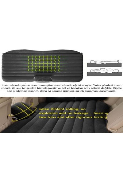 Aurora Black Inflatable In-Car Car and Camping Mattress - Mattress Set with Bag and Pump Car and Camping Mattress