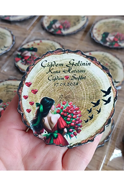 SüslüDavet Ahşap Magnet Kına Nikah Hediyeliği 25 Adet