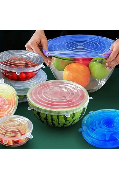 MİNGODAN 6-piece Stretch Silicone Storage Cap - Freshness Preserving Cap