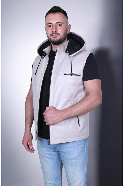 EYLÜL DERİ Eylül Şişme Erkek Hakiki Deri Yelek