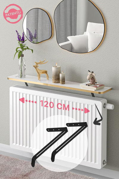 lefty Petek Üstü Uçan Raf Dresuar Kalorifer Peteği Rafı 120 X 18 Cm Beyaz Gol...