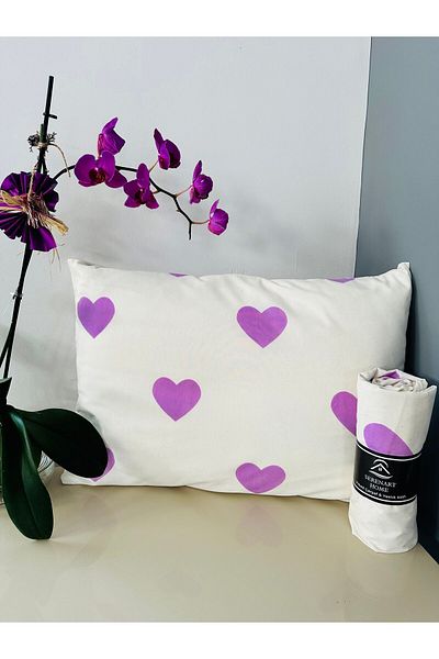 SERENART HOME Lilac Heart Patterned Oversize Elastic Sheet Set