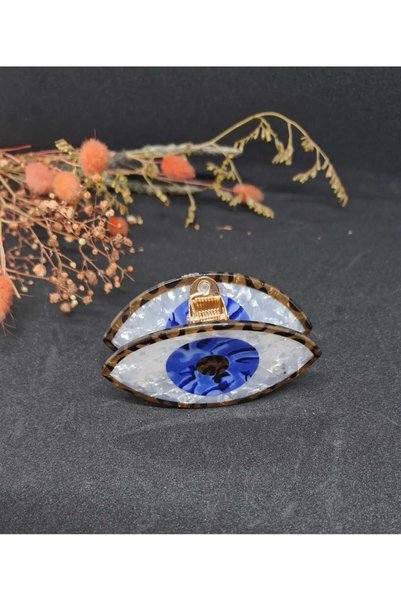 FAHA Bone Peg Hair Clip - Blue Evil Eye Beaded