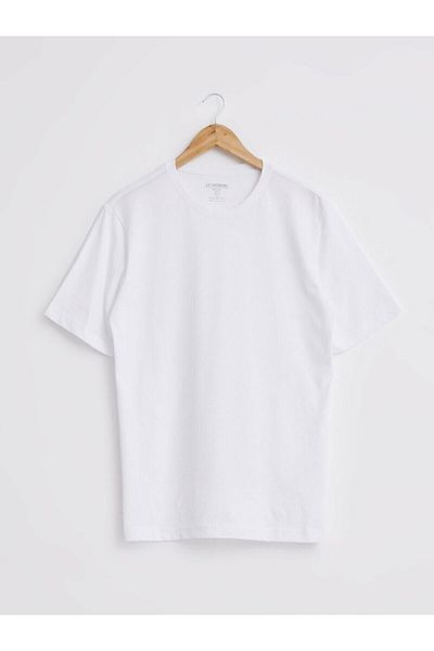 LC Waikiki Tricou alb pentru bărbați, cu decolteu triplu, cu mânecă scurtă, din bumbac, de la stilul tău de modă