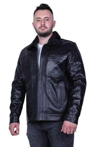 EYLÜL DERİ Black Genuine Leather - September Fur Men's Coat