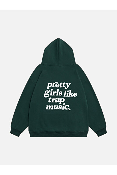 Mad&Calf Pretty Girls Like Trap Music - Жіночий світшот з капюшоном, оверсайз...