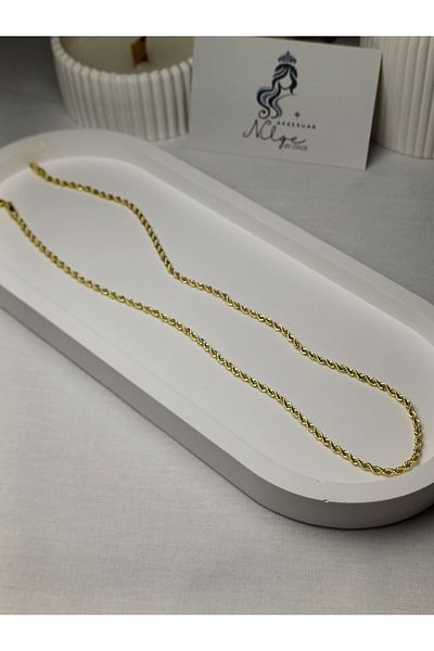 NİLGE AKSESUAR 316l Steel - Gold Fine Twist Short Chain Xuping