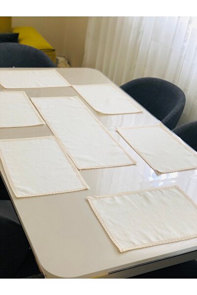 İpekce kanavice 6 kişilik dikdörtgen işlenebilir servis takımı