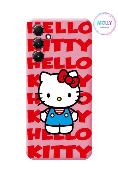 Molly Samsung Galaxy A54 İçin Pembe Hello Kitty Desenli Silikon Kılıf