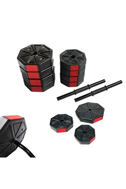 TAN SPOR 100 Kg Z Barlı Dambıl - Dumbell - Ağırlık - Halter – Vücut Geliştirme Set Kırmızı Kapaklı