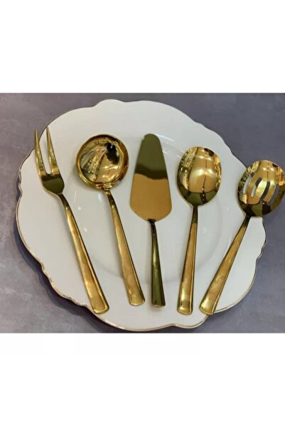 ZADE HOME Gold Titanyum 5 Parça Çelik Sofra Takımı Msss001
