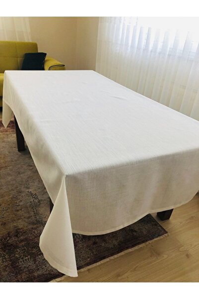 İpekce kanavice Linen Kumaş Işlenebilir 12 Kişilik Masa Örtüsü