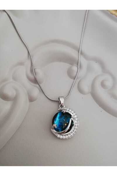 Judas Takı قلادة السماء الفضية للسيدات - مع سلسلة فولاذية