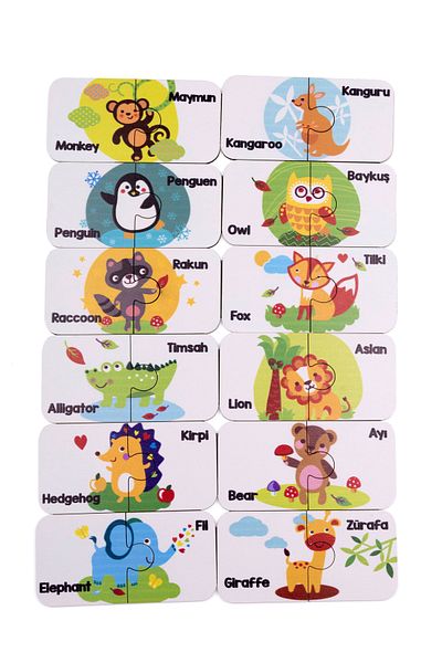 Ceo Design Animal Kingdom Double Puzzle Set - English and Turkish