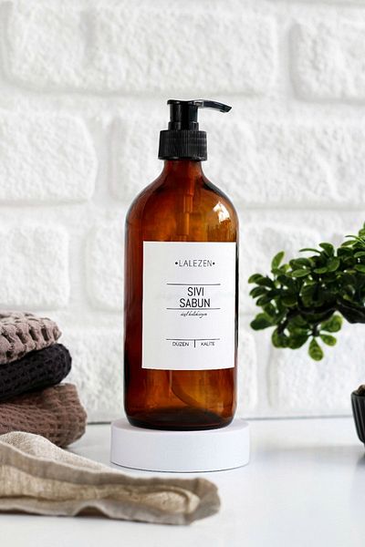 LALEZEN HOME Special Collection Liquid Soap Label Amber Bottle 500 Ml