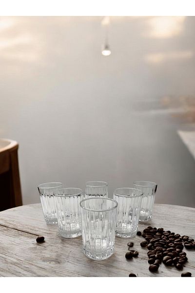 Paşabahçe Handcrafted Decorated Cut Coffee Side Water Cup Set