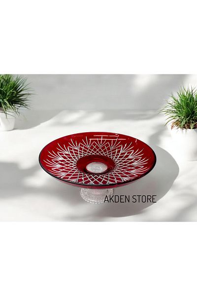Paşabahçe Standing Handcrafted Decorated Presentation Plate