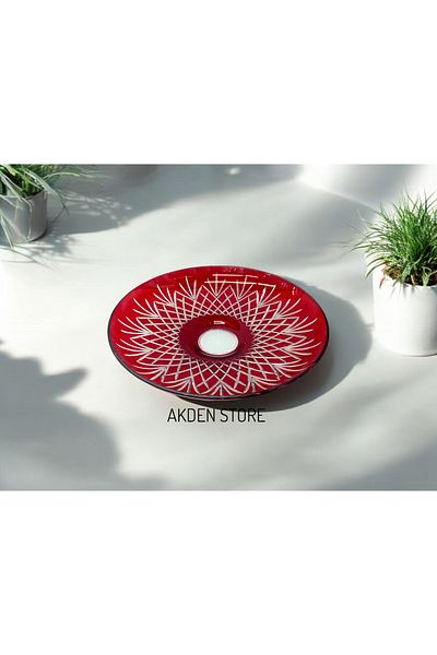 Paşabahçe Footless Handcrafted Cutting Decor Presentation Plate