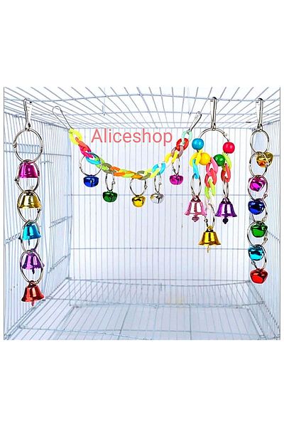 aliceshop 4-Piece Bell Pendant Bird Toy Set