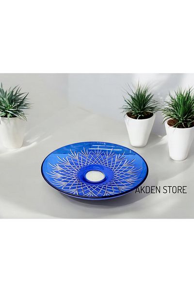 Paşabahçe Footless Handcrafted Cutting Decor Presentation Plate