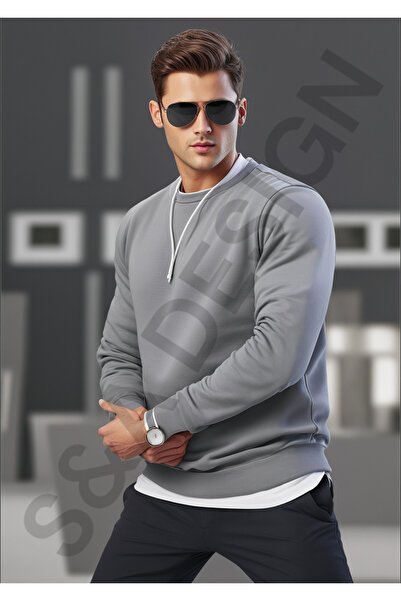 S&A DESIGN Unisex 0 Crew Neck Unprinted Oversize βαμβακερό φούτερ - 3 κλωστές 100%