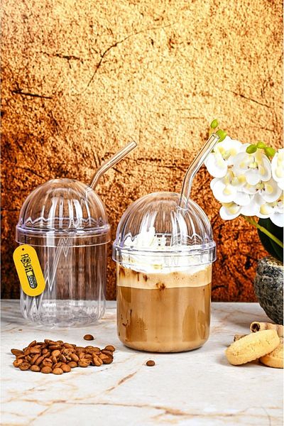 ASYA BAZAAR 2 زجاج مع قش وغطاء كريستالي
