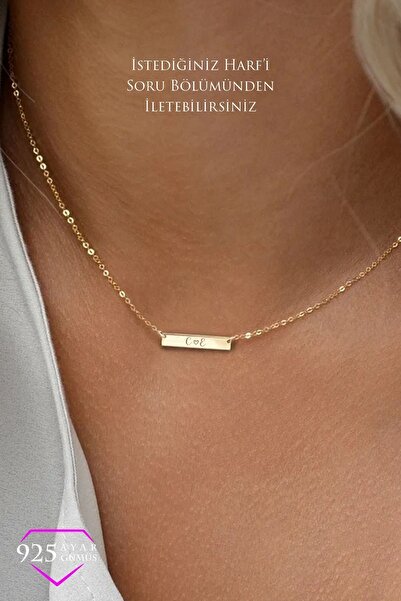 JEMIRA Kadın Çift Harfli Kişiye Özel 925 Ayar Gümüş Kolye 14K Gold Renk Kaplama
