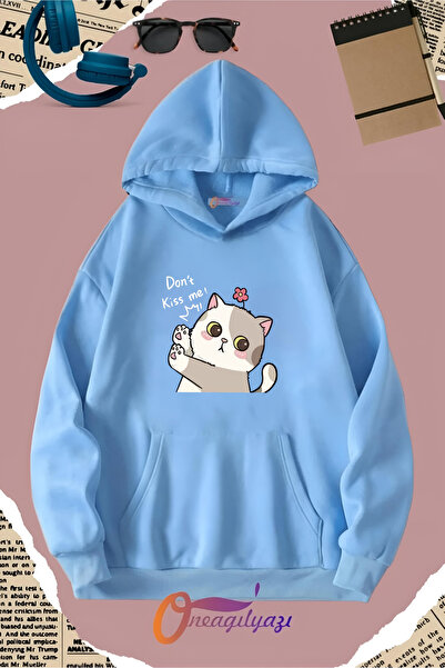 oneagılyazı cu glugă pisică chik cu imprimeu Swea tricou