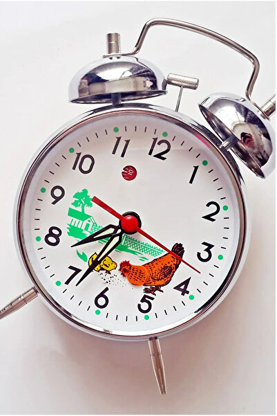 teknonisa Nostaljik metal kurmalı eski tarz tavuk saat, şık ve özgün tasarım