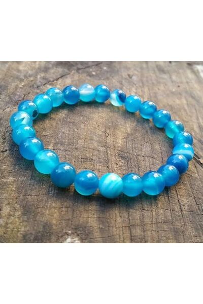 Melek Bozkurt Mavi Akik Bileklik (iç Huzur,rahatlama,anne Bebek Sağlığı ) Doğal Taş Bileklik