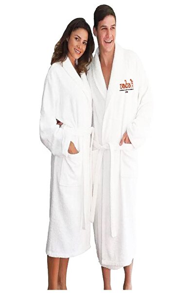 PIRILTI COLLECTION روب سبا مخملي بطول 130 سم - طوق شال مطرز (قطعة واحدة)