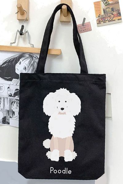 Darkhane Black Pudel Love Unisex Gabardine Canvas Bag