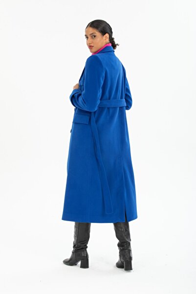 Pitti Women's Open Saks Stamped Buttoned Belted Pocket Coat 70607