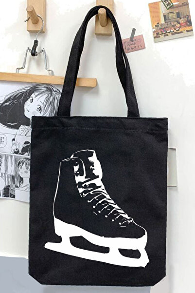 Darkhane Black Gabardine Ice Skates Unisex Canvas Bag